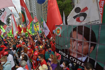 Manifestación en Sao Paulo. (Nelson ALMEIDA/AFP)