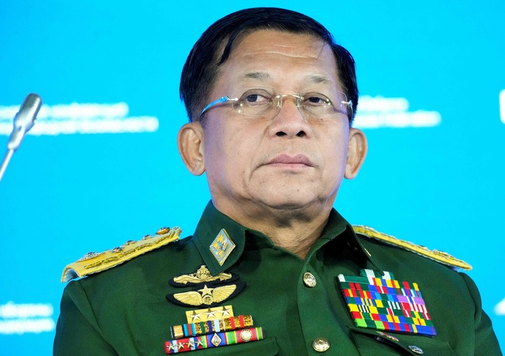 El líder de la junta militar birmana, el general Min Aung Hlaing. (Alexander ZEMLIANICHENKO/AFP)