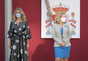 Yolanda Díaz y Nadia Calviño, en los actos del 12 de octubre. (Eduardo PARRA / EUROPA PRESS)