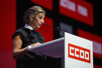 Yolanda Díaz, en la clausura del congreso confederal de CCOO, este fin de semana. (Gustavo VALIENTE/EUROPA PRESS)