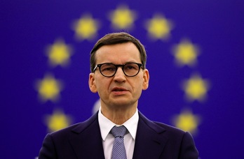 El primer ministro polaco, Mateusz Morawiecki, en el Parlamento Europeo. (Ronald WITTEK/FOKU)