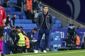 Marcelino durante el partido del Athletic ante el Espanyol. (LA OTRA FOTO)