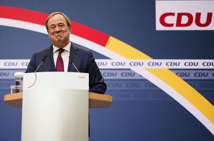 El actual presidente de la CDU, Armin Laschet, tras la reunión de la dirección del partido. (Markus SCHREIBER/AFP)