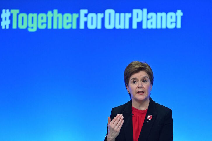 La primera ministra escocesa, Nicola Sturgeon, en la cumbre COP26. (Paul ELLIS/AFP)