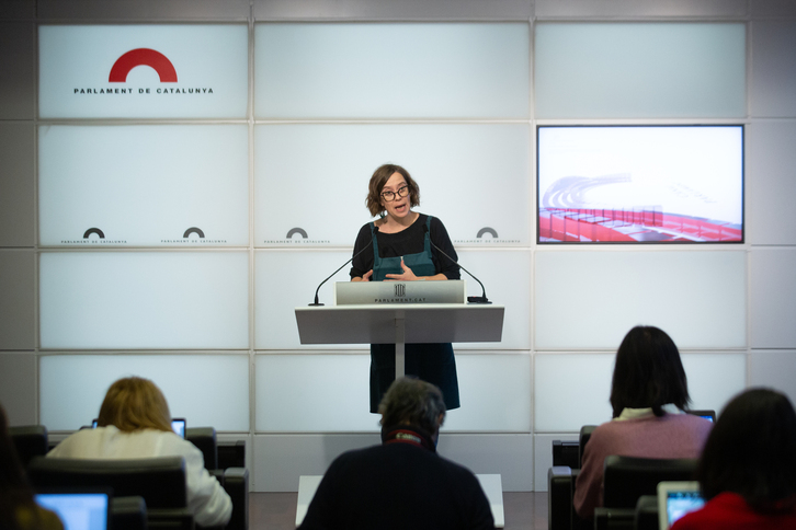 Eulàlia Reguant, diputada de la CUP, ha comparecido en el Parlament. (David ZORRAKINO / EUROPA PRESS)