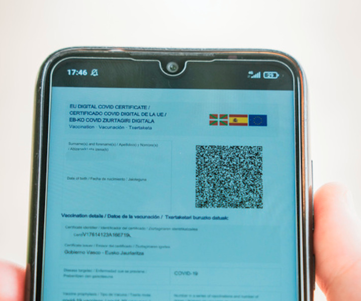 El Gobierno de Lakua pide al TSJPV que autorice el pasaporte covid digital en determinados establecimientos. (Gorka RUBIO/FOKU)