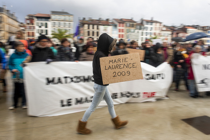 Movilización, el 23 de noviembre de 2019, en Baiona, para recordar a las víctimas de la violencia machista. (Guillaume FAUVEAU)