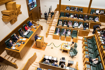 Pleno del Parlamento de Gasteiz celebrado este jueves. (www.legebiltzarra.eus)