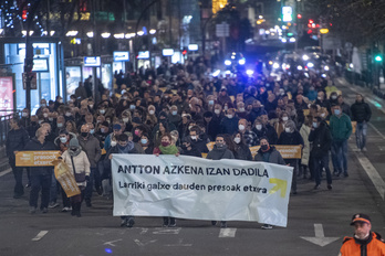 Antton Troitiño azkena izan dadin eskatzeko manifestazioa Donostian. (Gorka RUBIO/FOKU)