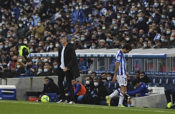 Mikel Oyarzabal, tras ver la tarjeta roja ante el Villarreal. (Jon URBE / FOKU)
