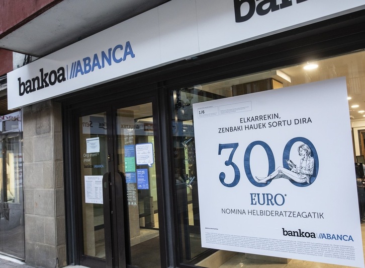 Una de las oficinas de Bankoa, ya con el logo compartido con Abanca