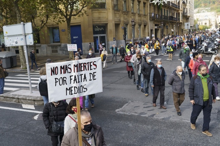 Pentsiodunen manifestazioa, Donostian, joan den azaroan.