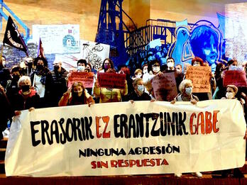 Movilización de Argitan para denunciar la agresión sexual ocurrida la semana pasada en Barakaldo.