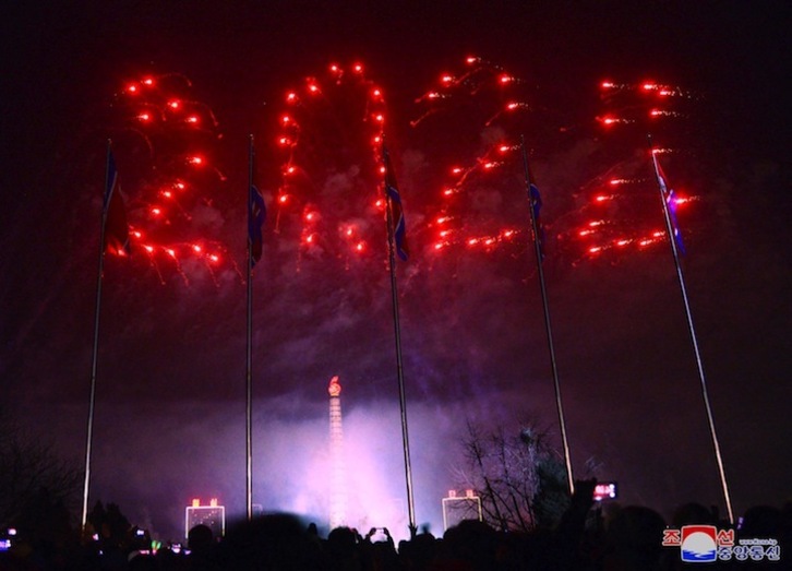 Celebración de la llegada de 2022 en Pyongyang.