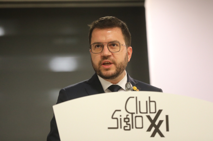 Pere Aragonès, en el coloquio organizado por el Club Siglo XXI en Madrid. 