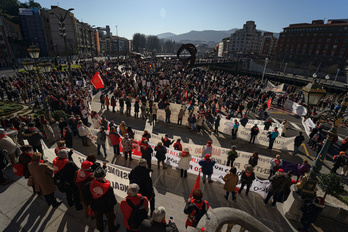 Manifestación de los pensionistas en Bilbo.