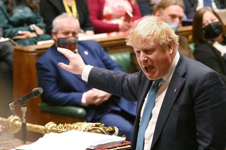 Boris Johnson, durante la sesión parlamentaria de hoy.