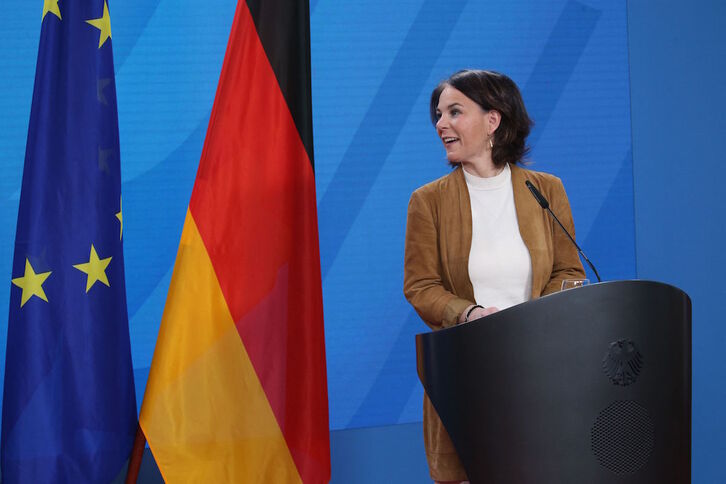 Annalena Baerbock, durante una conferencia con su colega de los Países Bajos, en Berlín.