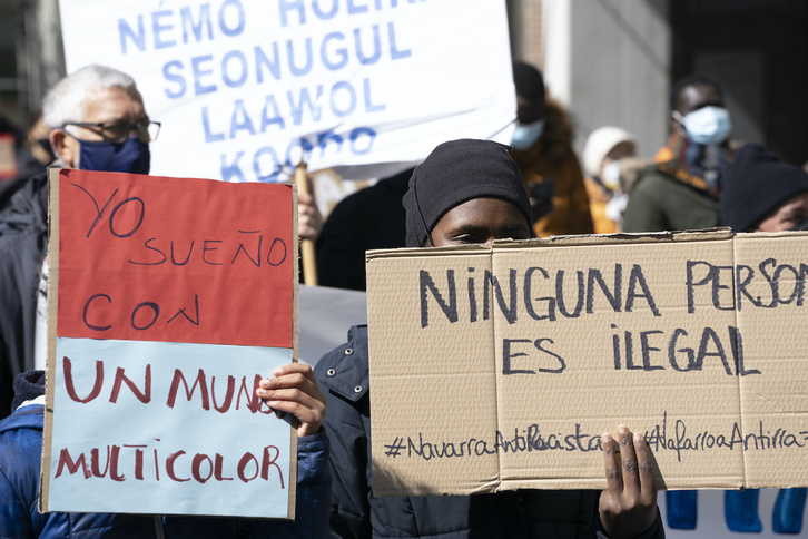 Imagen de archivo de una movilización contra el racismo en Iruñea.