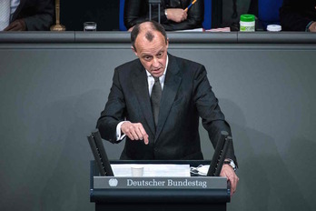 El presidente de la CDU, Friedrich Merz, el 27 de enero en una sesión en el Bundestag.