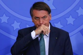 El presidente de Brasil, Jair Bolsonaro, durante un acto en el Palacio Planalto en Brasilia, este jueves.