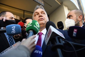 Viktor Orbán, primer ministro húngaro, este sábado en Madrid.