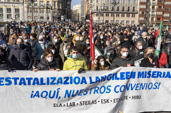 Estatalizazioaren aurkako aldarria, Bilboko manifestazioan.