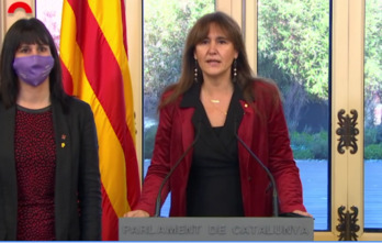 La presidenta del Parlament de Catalunya, Laura Borràs, ha comparecido este martes ante los medios de comunicación.