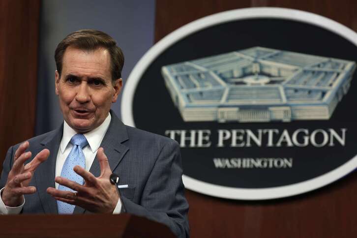 John Kirby, en una conferencia de prensa en el Pentágono. 