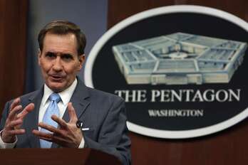 John Kirby, en una conferencia de prensa en el Pentágono. 