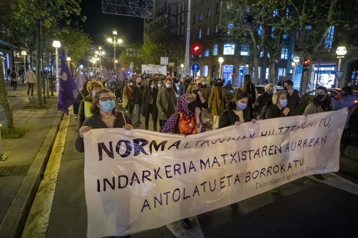 Movilización en Donostia con motivo del Día Internacional contra la Violencia Machista, en noviembre de 2020.