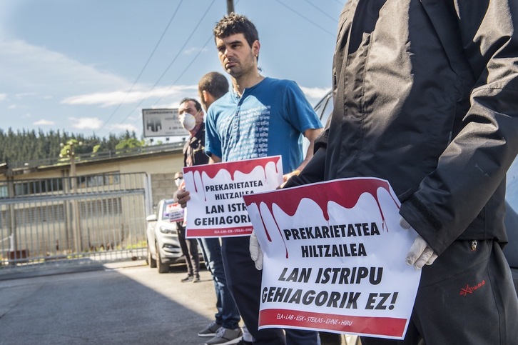 Protesta anterior contra la siniestralidad laboral, en Arrigorriaga.