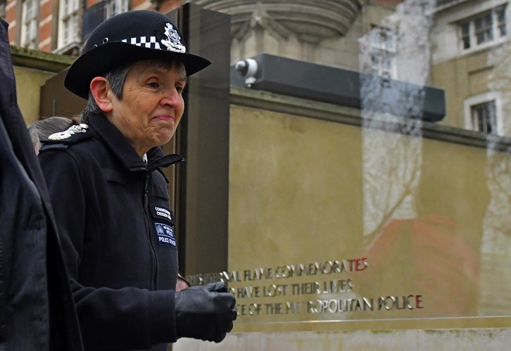 La comisaría jefa de la Policía Metropolitana de Londres, Cressida Dick, caminando hacia New Scotland Yard el pasado 25 de enero.