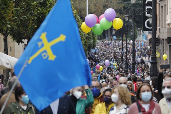 Manifestación en Oviedo por la oficialidad del asturiano, el pasado mes de octubre. 