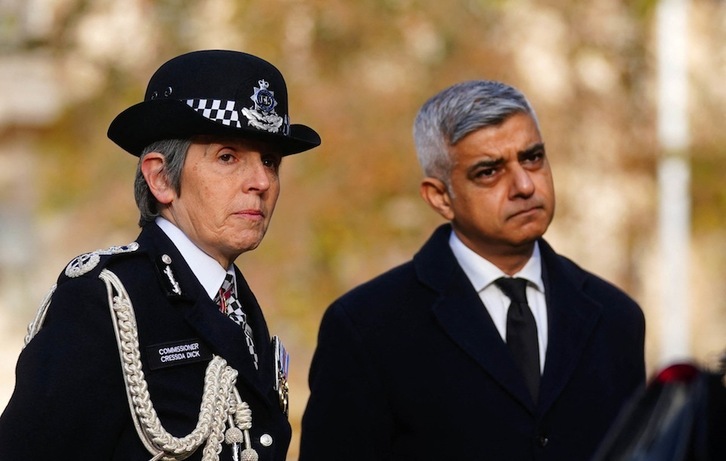 La comisaria jefa de Scotland Yard, Cressida Dick, y el alcalde de Londres, Sadiq Khan, el pasado 11 de noviembre.