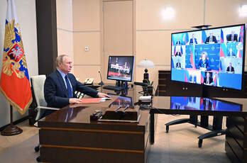 El presidente Putin habla con el Consejo de Seguridad de la ONU por videoconferencia.