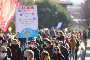 Movilización en Getxo, localidad de Gutiérrez, el 23 de enero, cuando Izadi fue sacada de prisión.