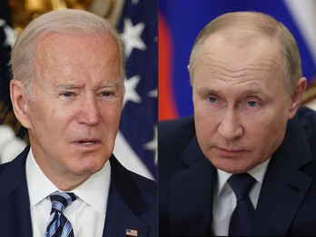 Los presidentes de EEUU y Rusia, Joe Biden y Vladimir Putin. 