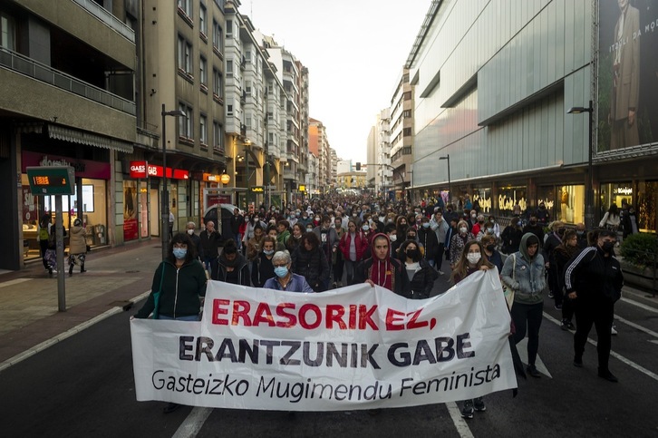 Imagen de archivo de una manifestación contra la violencia machista en Gasteiz.