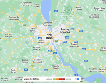 Así es como se ve el mapa en los alrededores de Kiev.