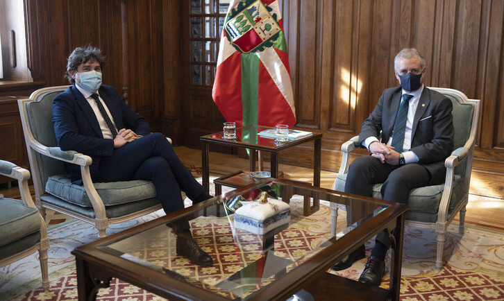 Eneko Andueza e Iñigo Urkullu, en Ajuria Enea.