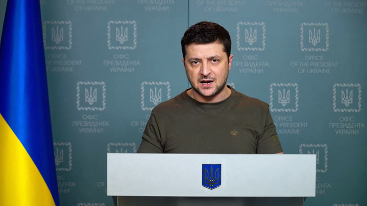 Volodimir Zelensky, en una de sus comparecencias en vídeo.