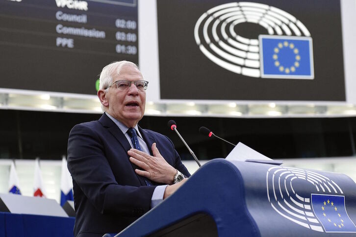 Josep Borrell interviene en el Pleno del Parlamento Europeo. 