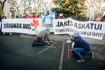 Movilización para pedir la libertad de Jakes Esnal en Donibane Lohizune.