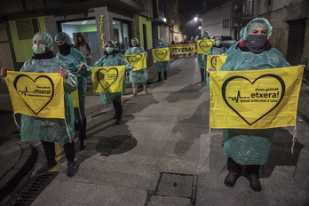 Manifestación en 2019 en Etxarri Aranatz para reclamar la libertad de Maiza y el resto de presos gravemente enfermos. 