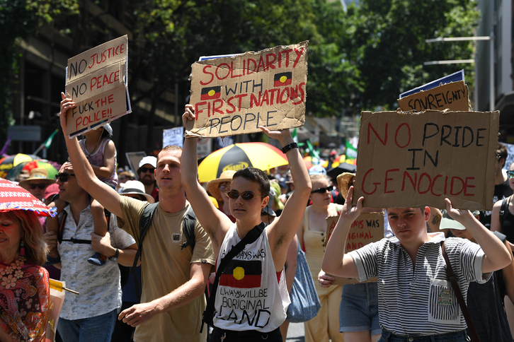 Manifestación en solidaridad con los aborígenes australianos.