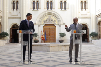 Pedro Sánchez y Javier Lambán, en una reunión para impulsar esta candidatura olímpica.