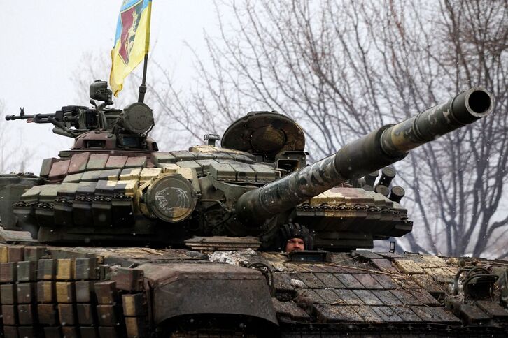 Un tanque ucraniano en Lugansk.