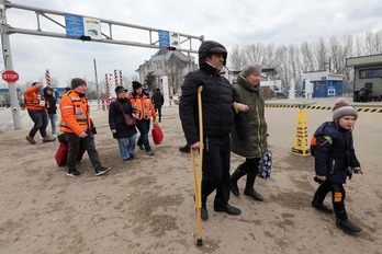 Refugiados ucranianos en la frontera de Moldavia.