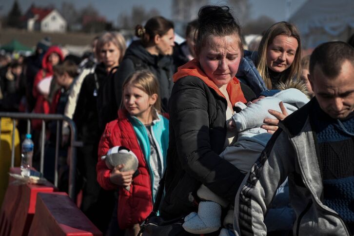Refugiados en la frontera con Polonia.